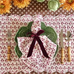 Hot Trudie Abigail Pink Ruffled Dinner Napkin - Set of 4