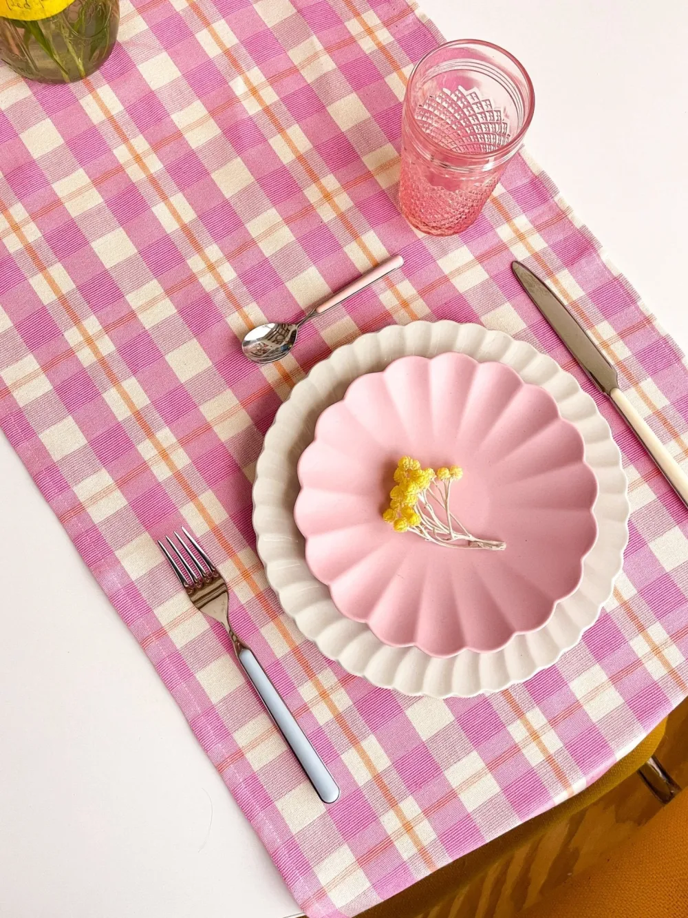 Sale Archive New York Abigail Plaid Table Runner in Bubblegum
