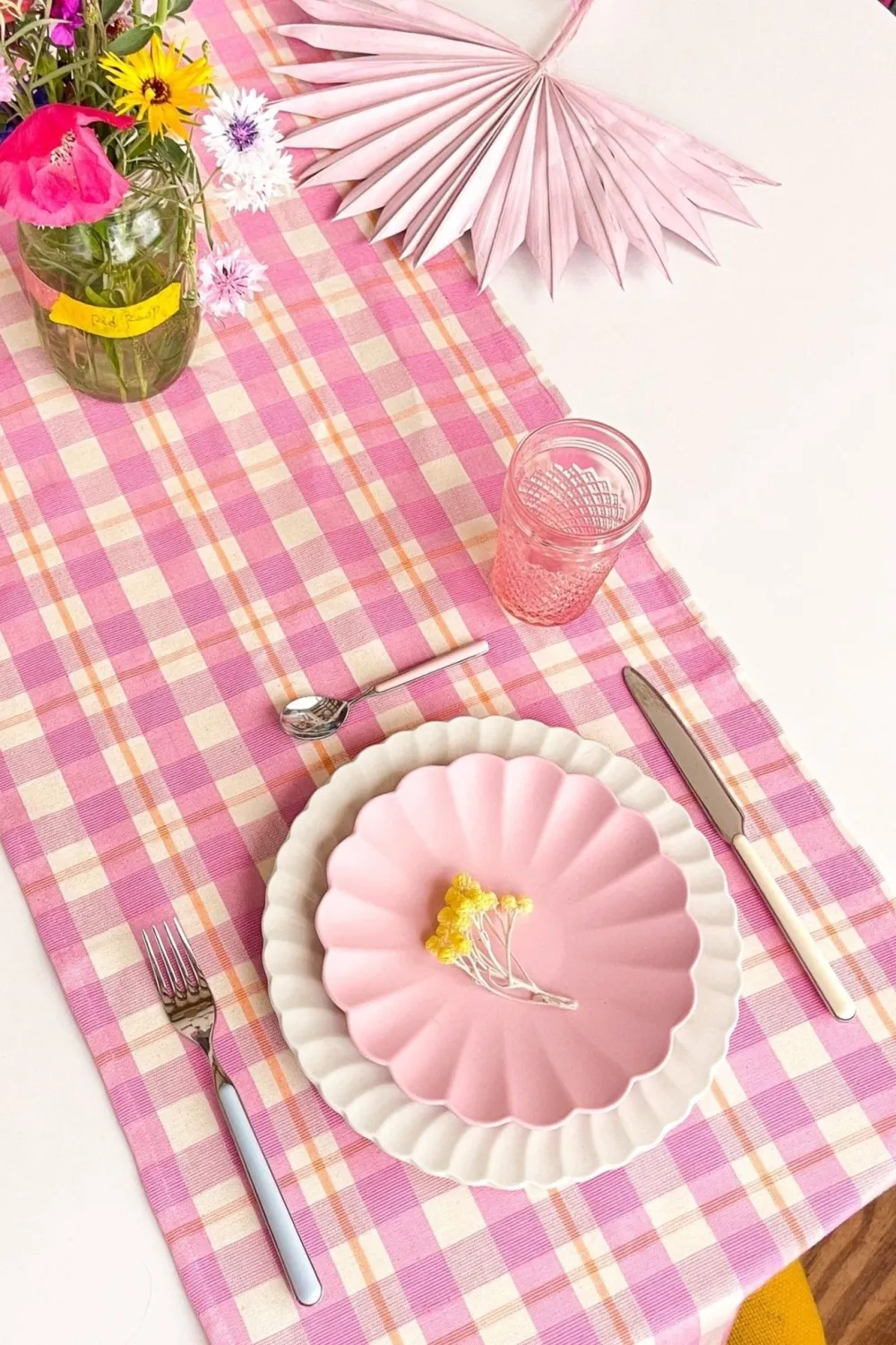 Sale Archive New York Abigail Plaid Table Runner in Bubblegum