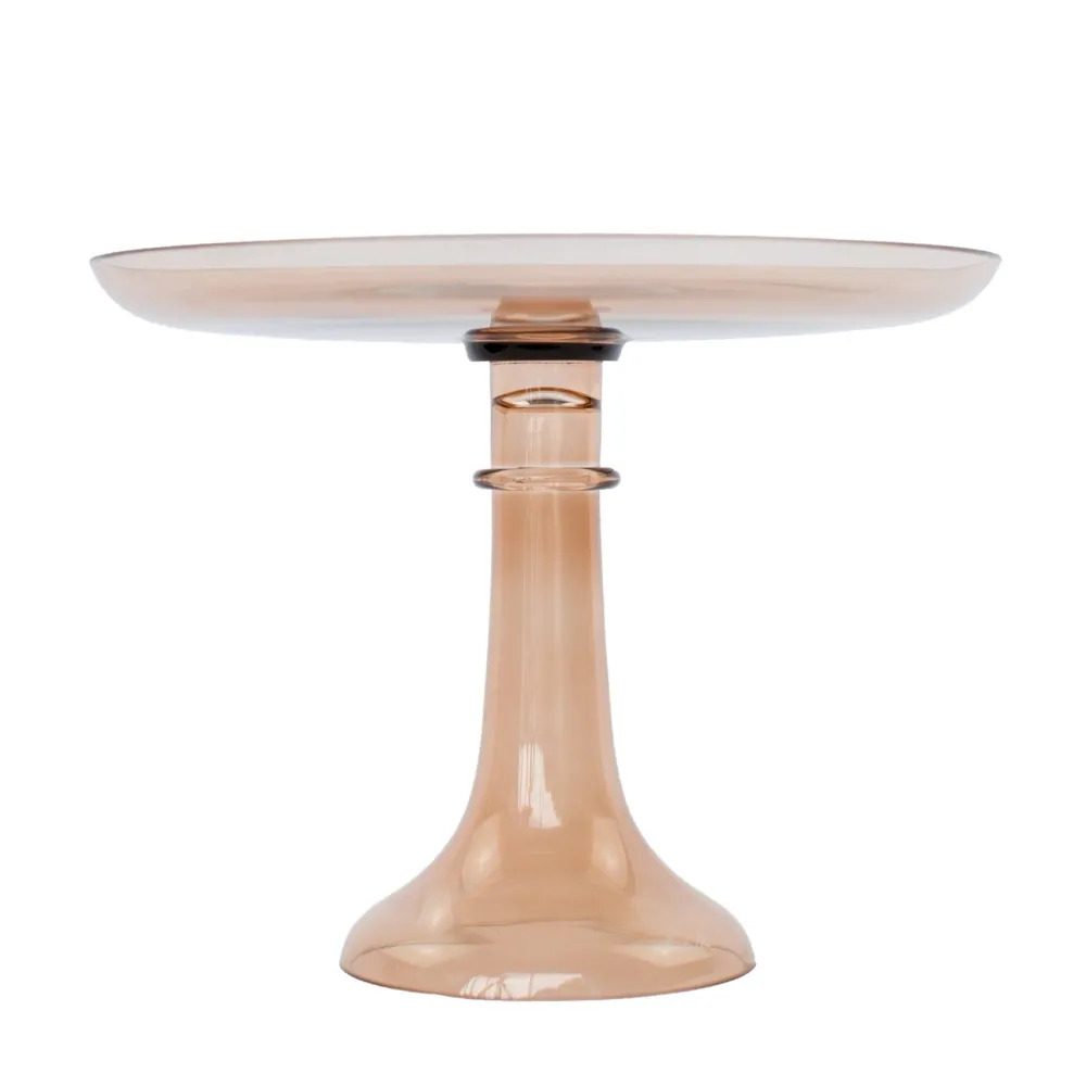Estelle Colored Glass Amber Smoke Glass Cake Stand