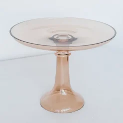 Estelle Colored Glass Amber Smoke Glass Cake Stand