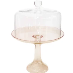 Estelle Colored Glass Amber Smoke Glass Cake Stand