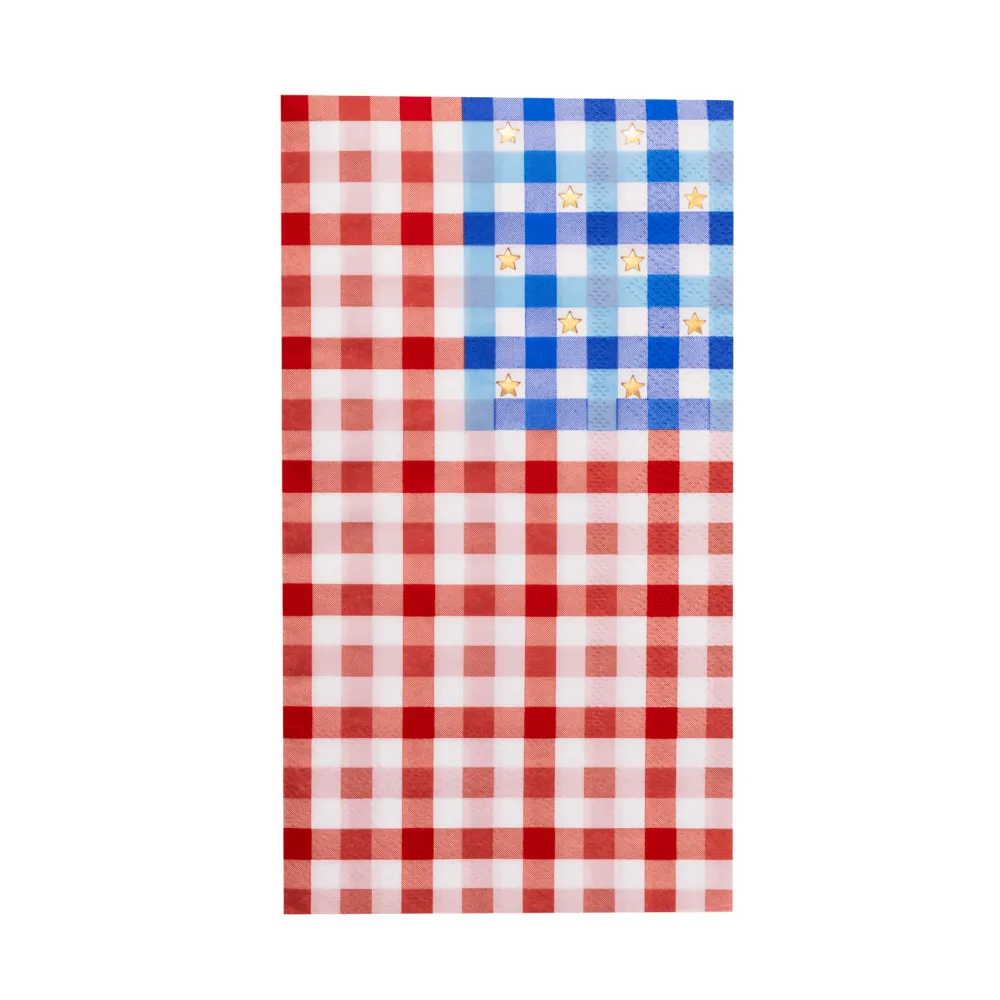 Discount Bonjour Fete American Flag Gingham Guest Towels