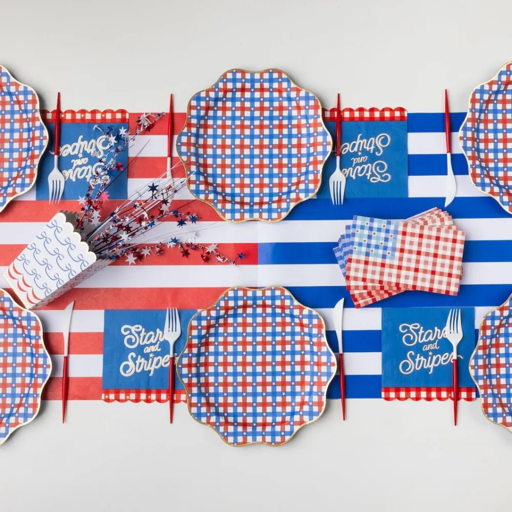 Discount Bonjour Fete American Flag Gingham Guest Towels