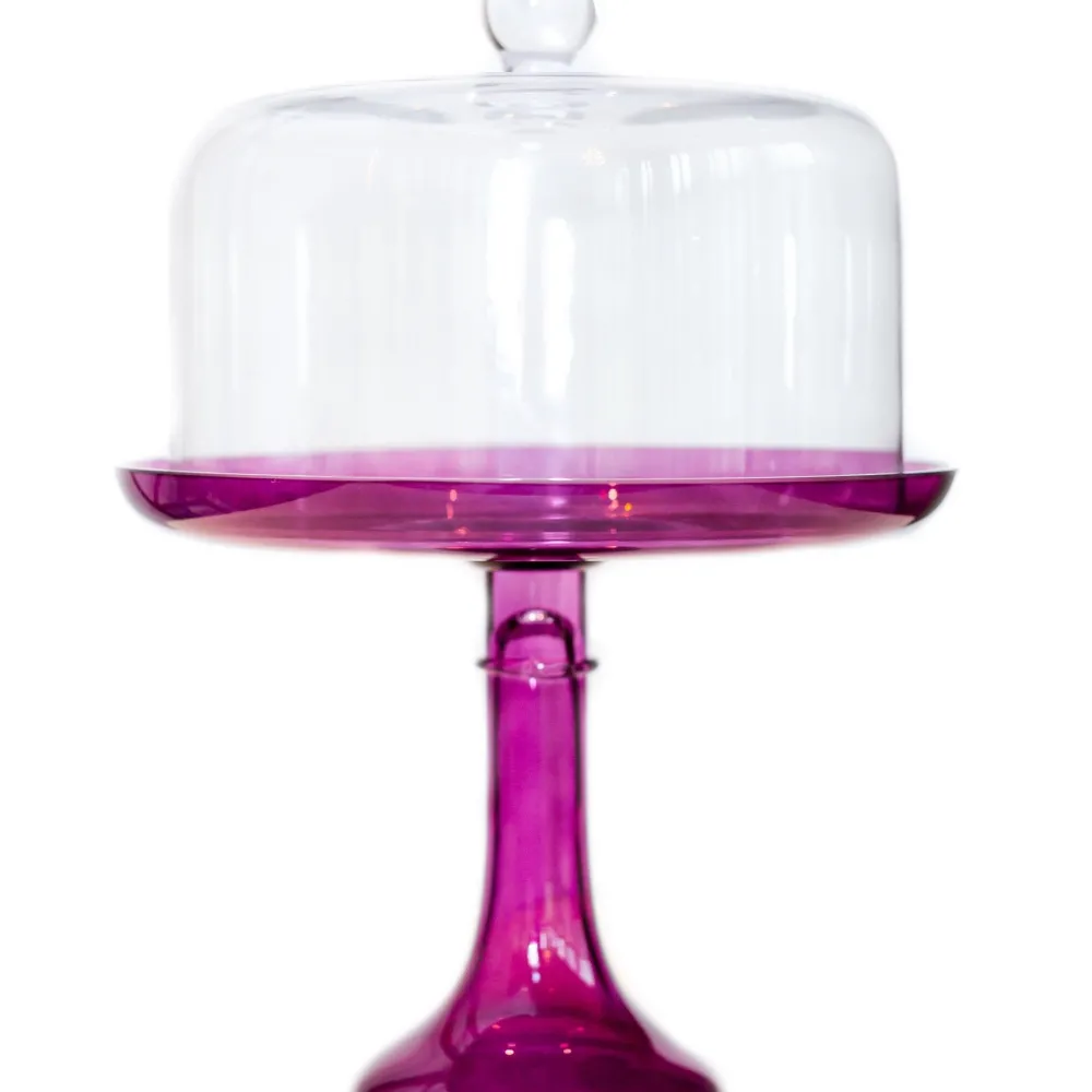 New Estelle Colored Glass Amethyst Glass Cake Stand