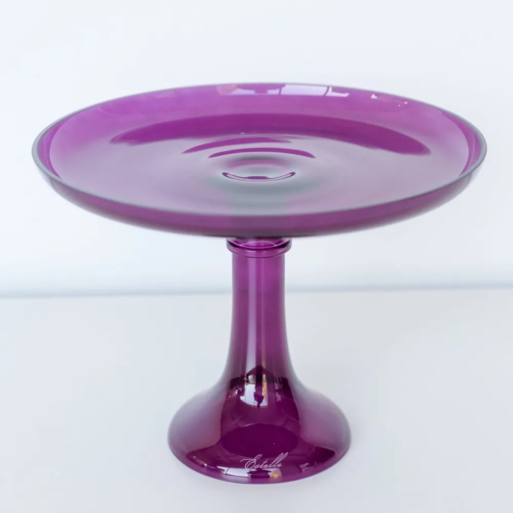 New Estelle Colored Glass Amethyst Glass Cake Stand
