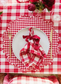 Heather Taylor Home Annabelle Plaid Red Napkins