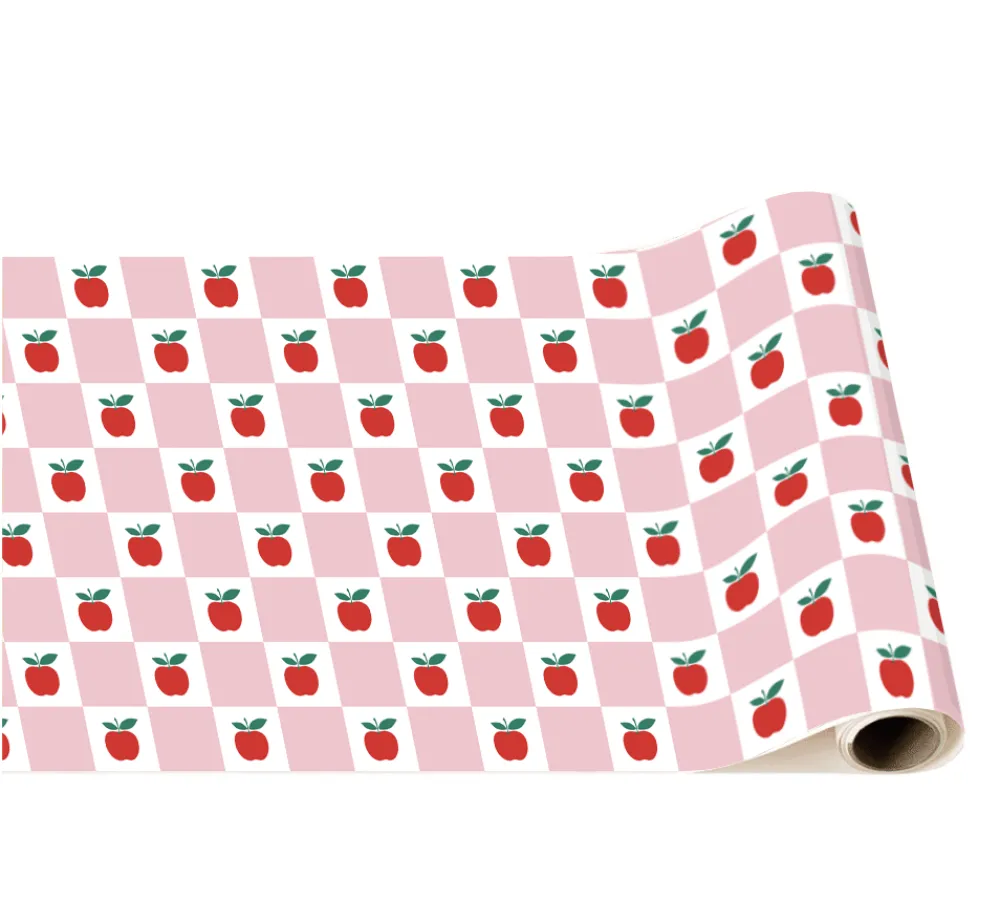 Discount Bonjour Fete Apple & Pink Checker Table Runner