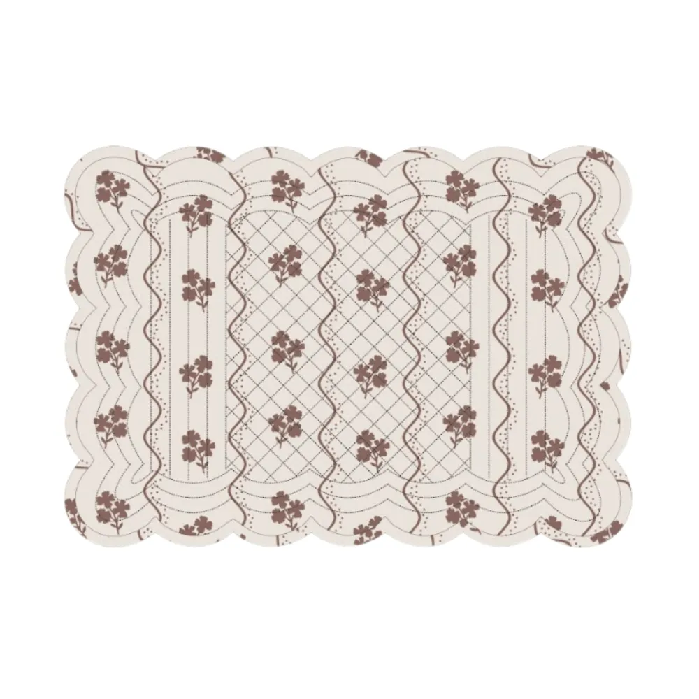 Online Trudie Beatrice Chocolate Floral Scalloped Quilted Placemat