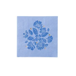 Hot Bonjour Fete Belle Blue Elegant Floral Cocktail Napkins