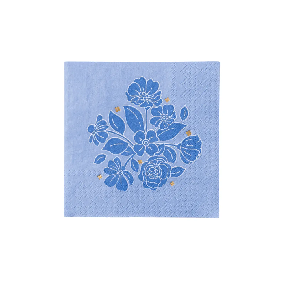 Hot Bonjour Fete Belle Blue Elegant Floral Cocktail Napkins