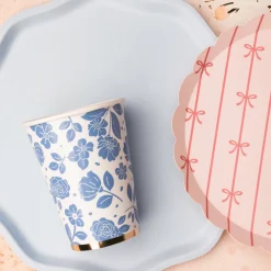 Online Bonjour Fete Belle Blue Elegant Floral Cups