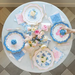 Clearance Bonjour Fete Belle Blue Elegant Floral Dessert Plates
