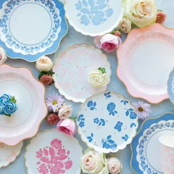 Clearance Bonjour Fete Belle Blue Elegant Floral Dessert Plates