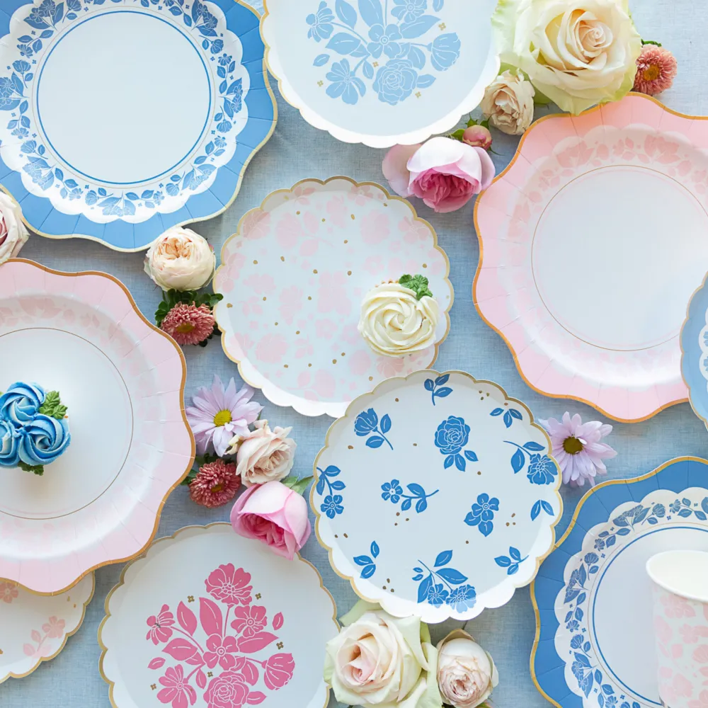 Clearance Bonjour Fete Belle Blue Elegant Floral Dessert Plates