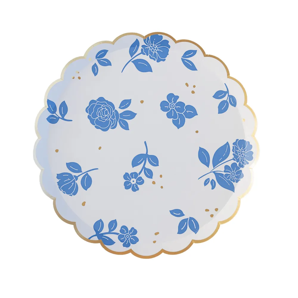 Clearance Bonjour Fete Belle Blue Elegant Floral Dessert Plates