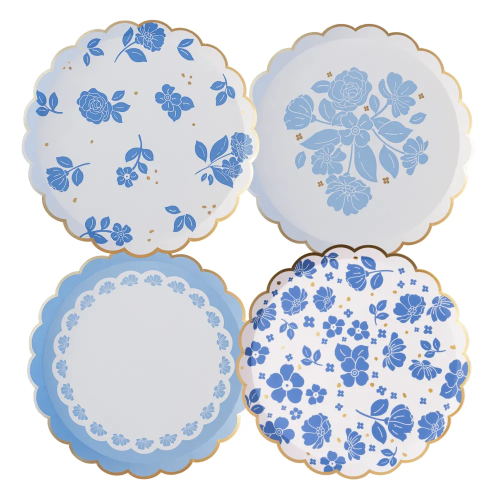 Clearance Bonjour Fete Belle Blue Elegant Floral Dessert Plates