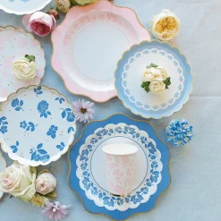 Clearance Bonjour Fete Belle Blue Elegant Floral Dessert Plates
