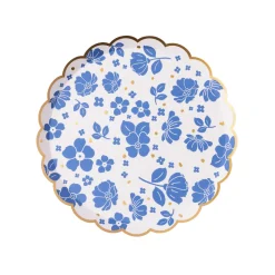 Clearance Bonjour Fete Belle Blue Elegant Floral Dessert Plates