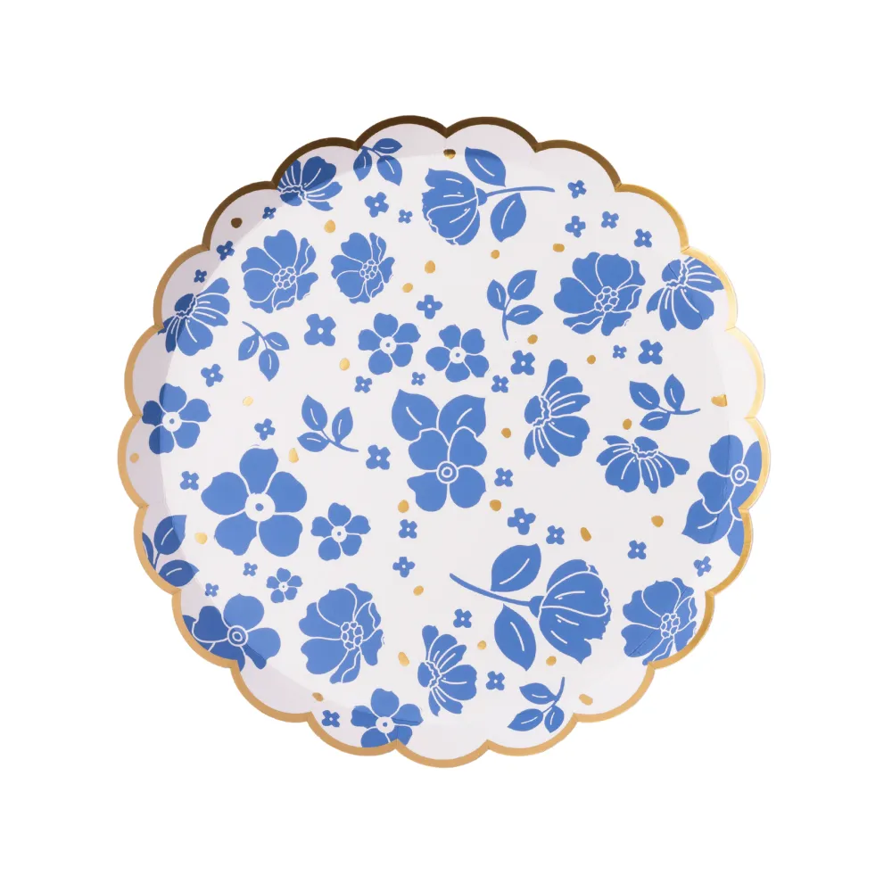 Clearance Bonjour Fete Belle Blue Elegant Floral Dessert Plates