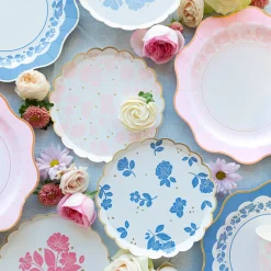 Clearance Bonjour Fete Belle Blue Elegant Floral Dessert Plates