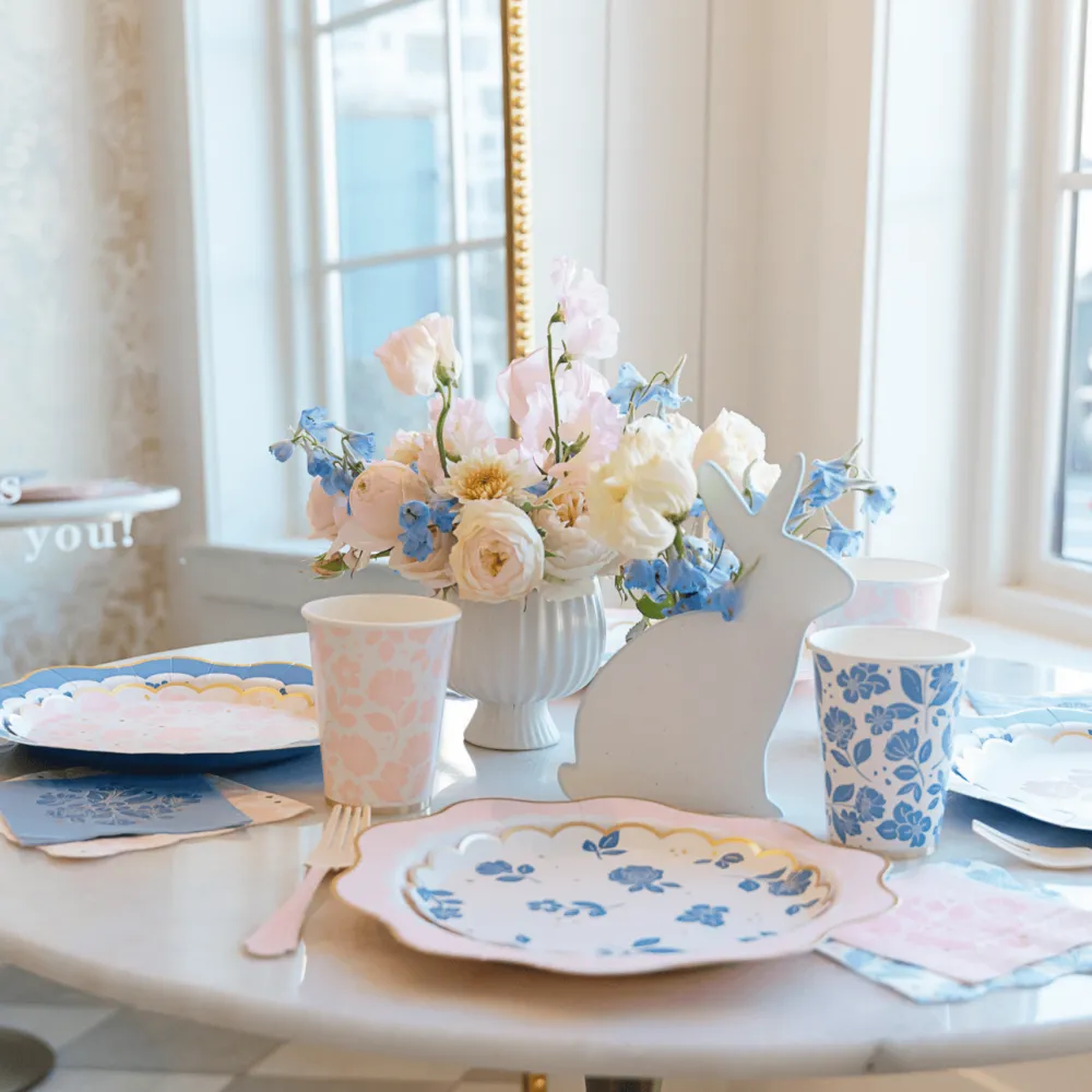 Clearance Bonjour Fete Belle Blue Elegant Floral Dessert Plates