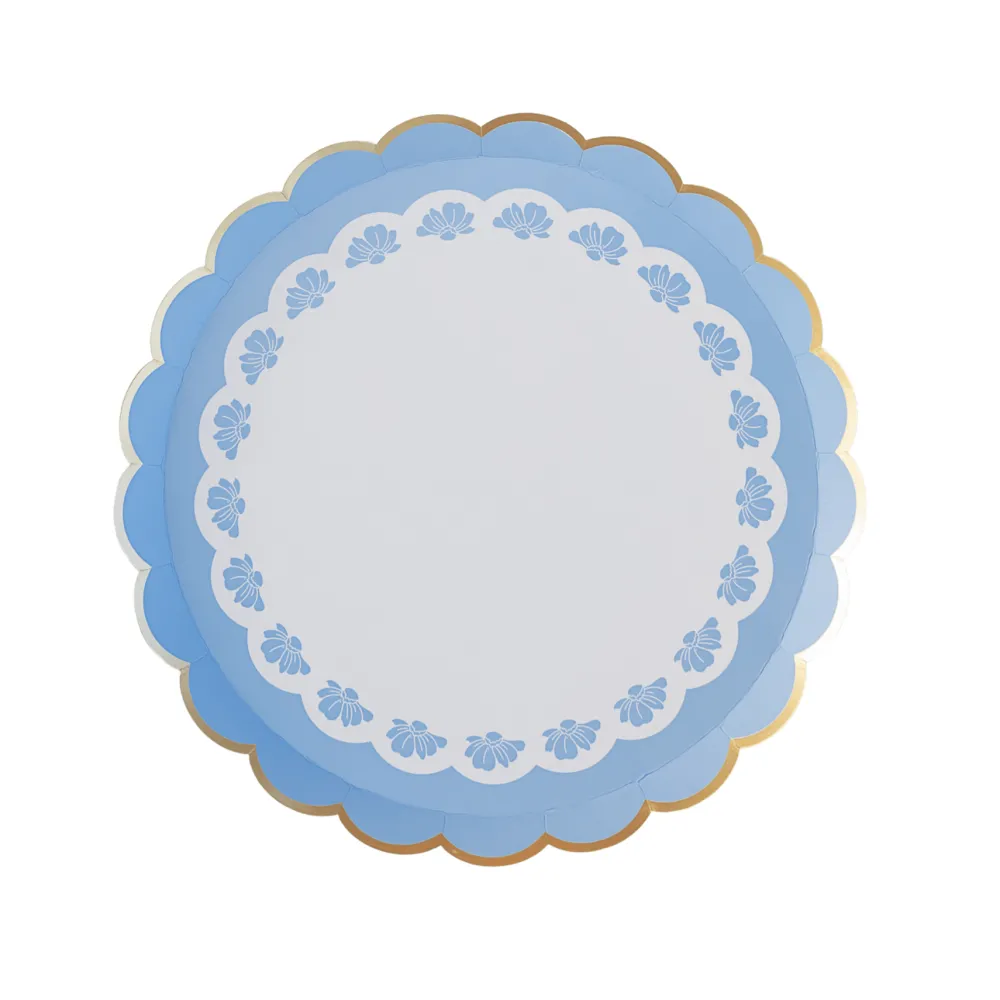 Clearance Bonjour Fete Belle Blue Elegant Floral Dessert Plates