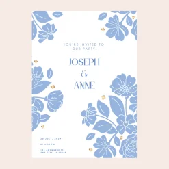 Outlet Bonjour Fete Belle Blue Elegant Floral Digital Party Invitation Download