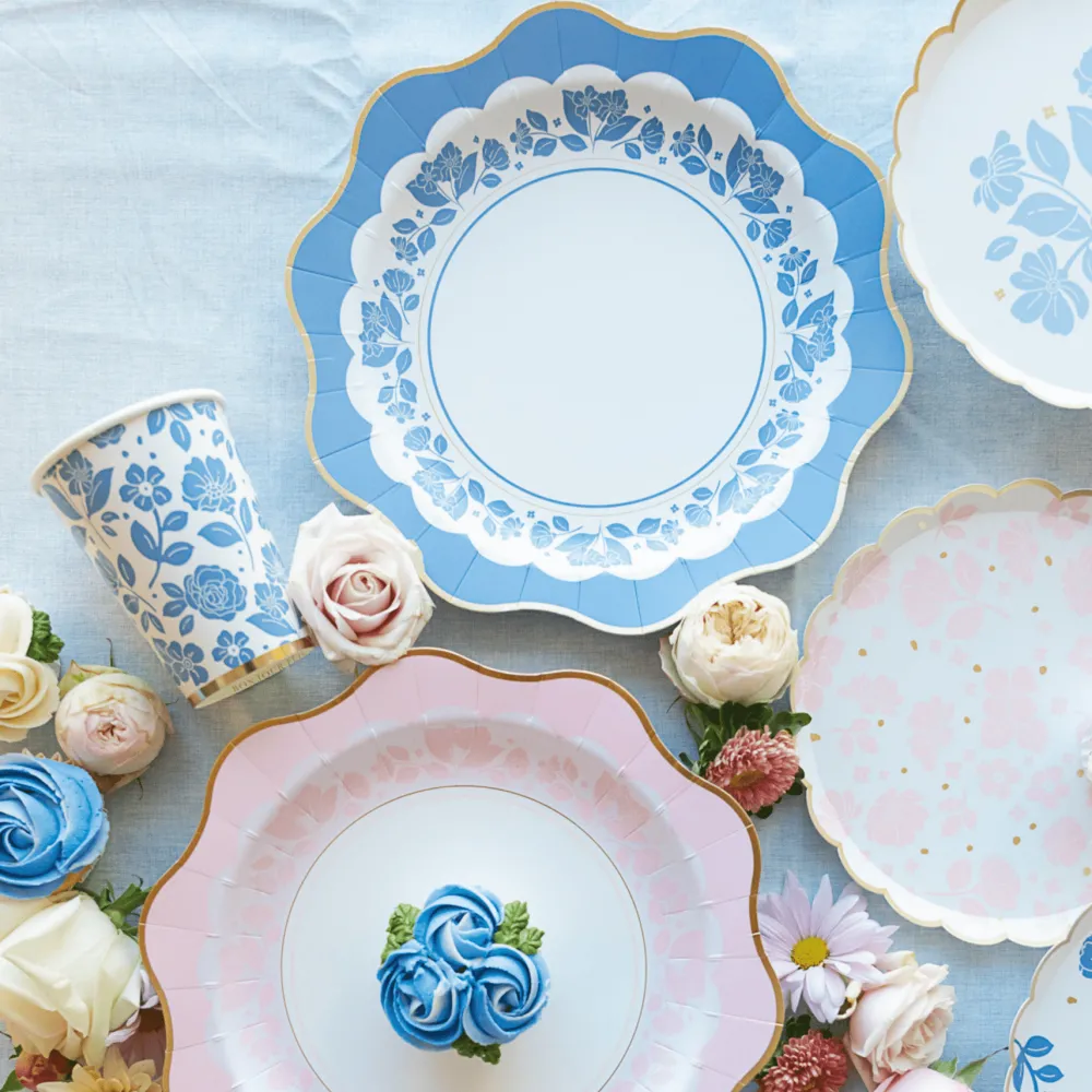 Discount Bonjour Fete Belle Blue Elegant Floral Dinner Plates