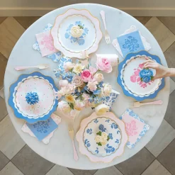 New Bonjour Fete Belle Blue Elegant Floral Dinner Napkins