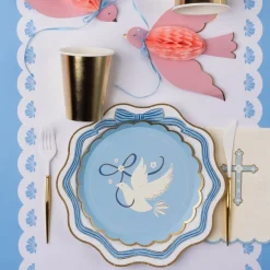 Outlet Bonjour Fete Belle Blue Lacy Floral Table Runner