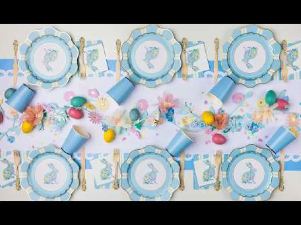 Outlet Bonjour Fete Belle Blue Lacy Floral Table Runner