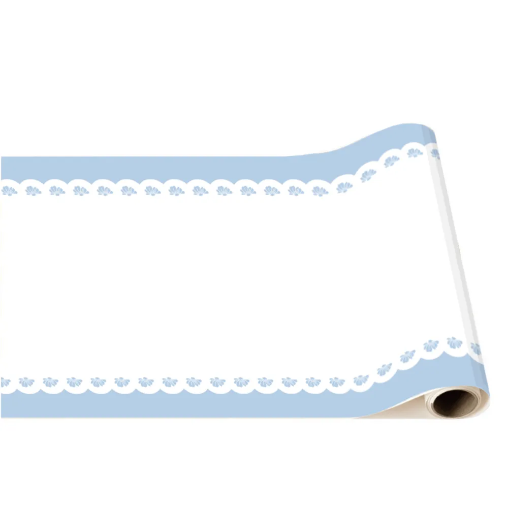 Outlet Bonjour Fete Belle Blue Lacy Floral Table Runner