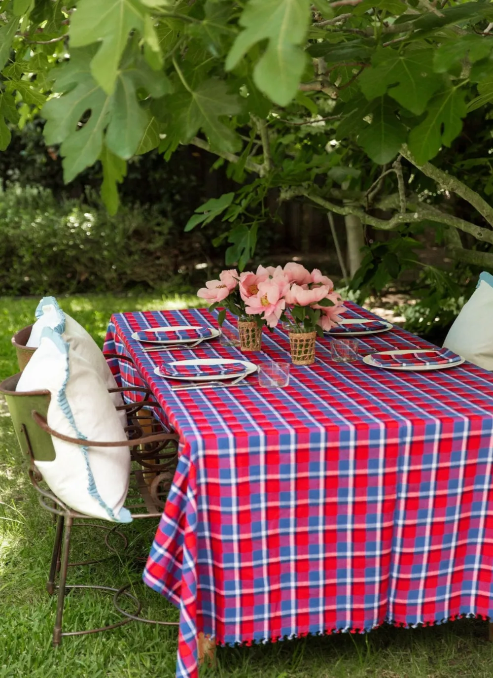 Clearance Heather Taylor Home Betty Plaid Red Tablecloth