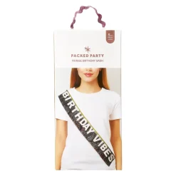 Online Packed Party Birthday Vibes Tinsel & Glitter Sash