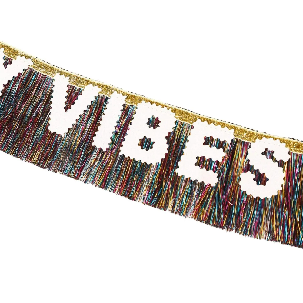 Online Packed Party Birthday Vibes Tinsel & Glitter Sash