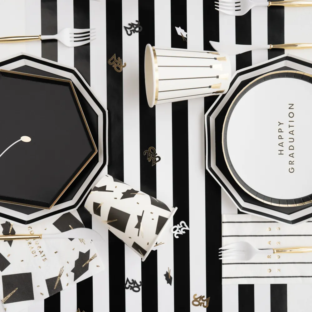 Bonjour Fete Black and White Table Runner