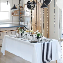 Bonjour Fete Black and White Table Runner
