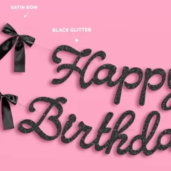 Online xo, Fetti Black Bow Happy Birthday Banner