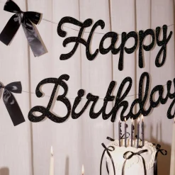Online xo, Fetti Black Bow Happy Birthday Banner