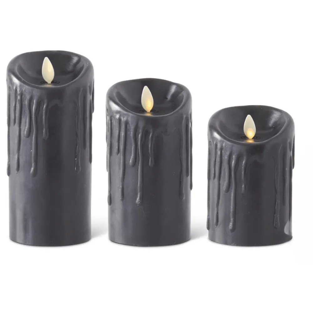 Outlet K&K Interiors Black Flameless Pillar Candle