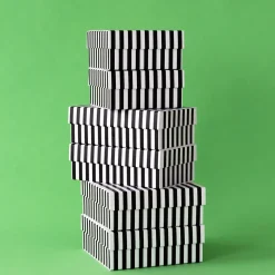 Best Bonjour Fete Black Noire Cabana Stripe Display Box Risers