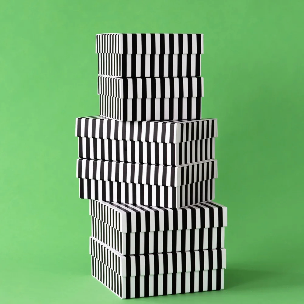Best Bonjour Fete Black Noire Cabana Stripe Display Box Risers