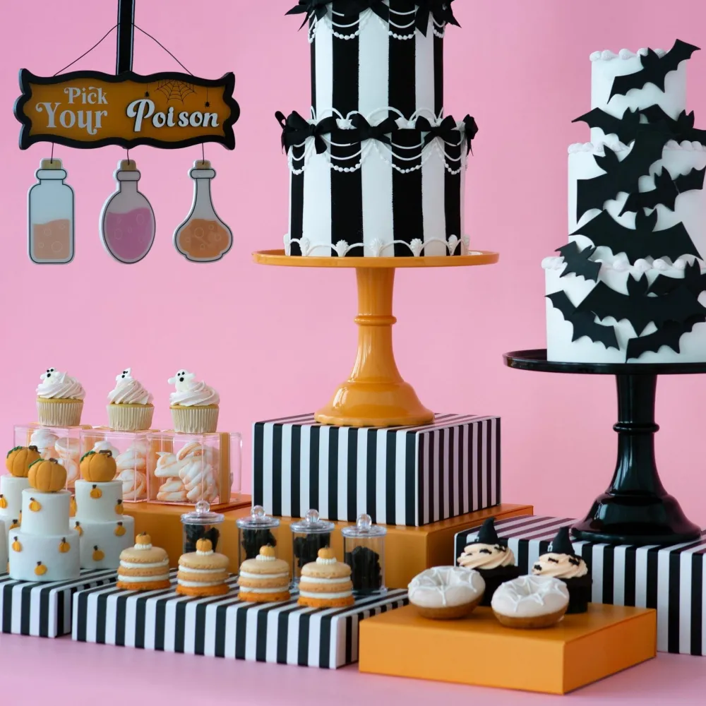 Best Bonjour Fete Black Noire Cabana Stripe Display Box Risers