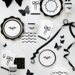 Sale Bonjour Fete Black Noir & Gold Signature Bow Small Napkins