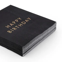 Best Bonjour Fete Black Noir Happy Birthday Cocktail Napkins