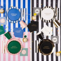 Best Bonjour Fete Black Noir Happy Birthday Cocktail Napkins