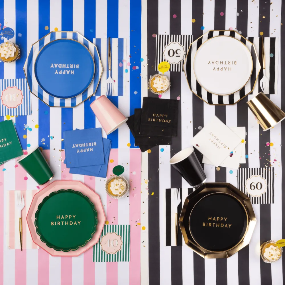 Best Bonjour Fete Black Noir Happy Birthday Cocktail Napkins