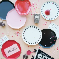 Hot Bonjour Fete Black Noir Premium Dinner Plates