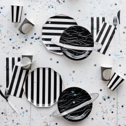 Hot Bonjour Fete Black Noir Signature Cabana Stripe Cups